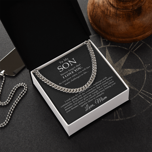 Gift for Son from Mom, Cuban Link Chain Necklace, Mother to Son Gift, Sentimental Son Gift from Mom, Son Birthday Gift, Christmas Gift - 1276834920