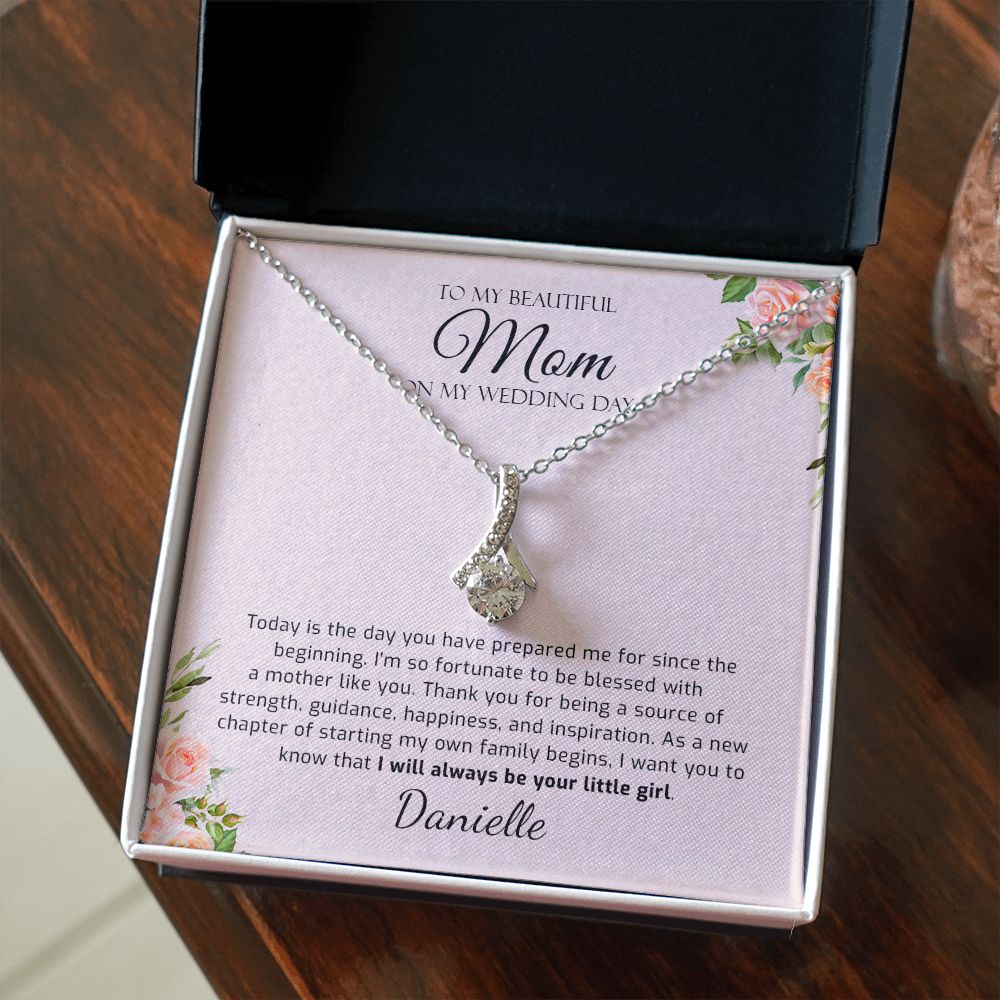 To My Mom On My Wedding Day - Mother of The Bride Gift from Daughter, Gift from Bride - Necklace Wedding Gift for Mom - Wedding Jewelry - 1441471314