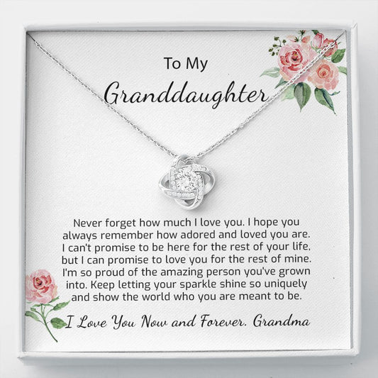 Granddaughter Gift from Grandma - Love Knot Necklace Gift for Granddaughter - Birthday Gift, Wedding Gift