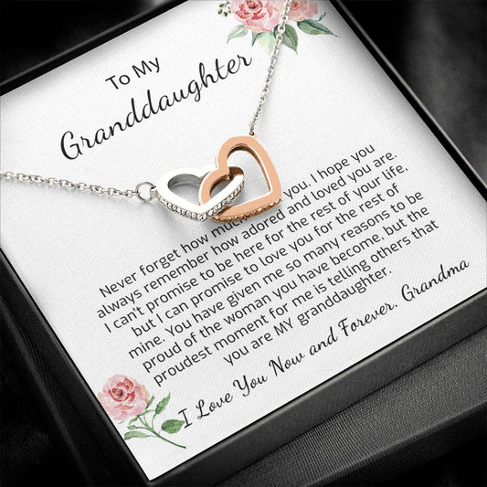 To My Granddaughter Gift from Grandma - Never Forget How Much I Love You - Hearts Necklace