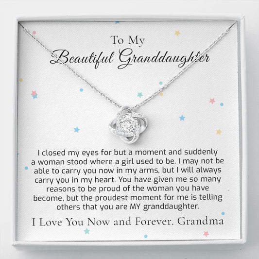 Granddaughter Gift from Grandma - Proud Grandmother Necklace Gift for Granddaughter