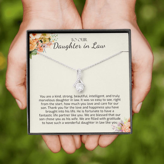 To Our Daughter-In-Law Gift From Mother & Father In Law, Future Daughter In Law Wedding Gift For Bride, Rehearsal Dinner Gift, Necklace - 1439307878