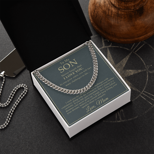 Gift for Son from Mom, Cuban Link Chain Necklace, Mother to Son Gift, Sentimental Son Gift from Mom, Son Birthday Gift, Christmas Gift - 1290857655