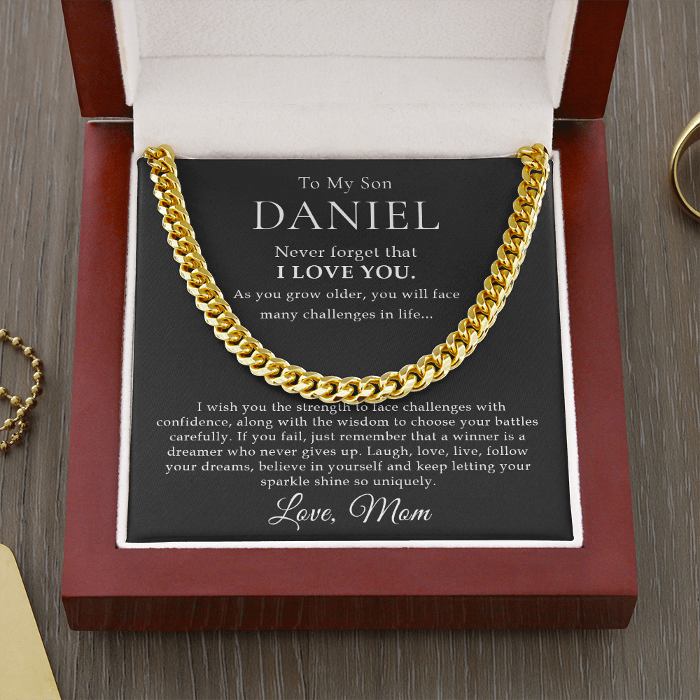 Personalized Gift for Son from Mom, Cuban Link Chain Necklace, Mother to Son Gift, Son Gift from Mom, Son Birthday Gift, Christmas Gift - 1277538354