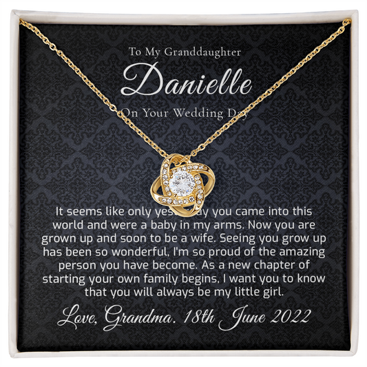 Granddaughter Personalized Wedding Gift - You Will Always Be My Little Girl - Love Knot Necklace