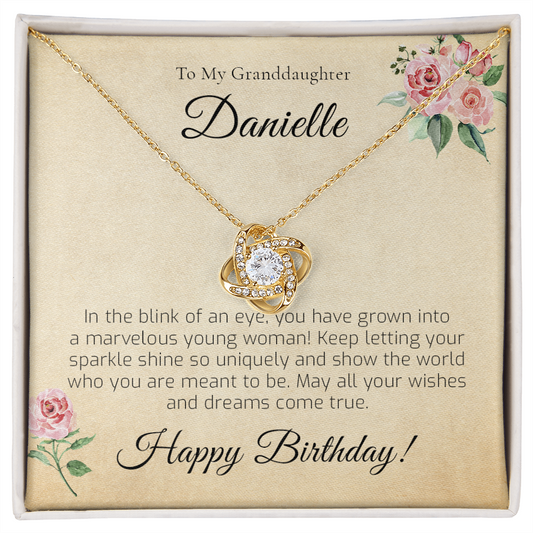 Personalized Granddaughter Gift From Grandma - Keep Your Sparkle - Love Knot Necklace
