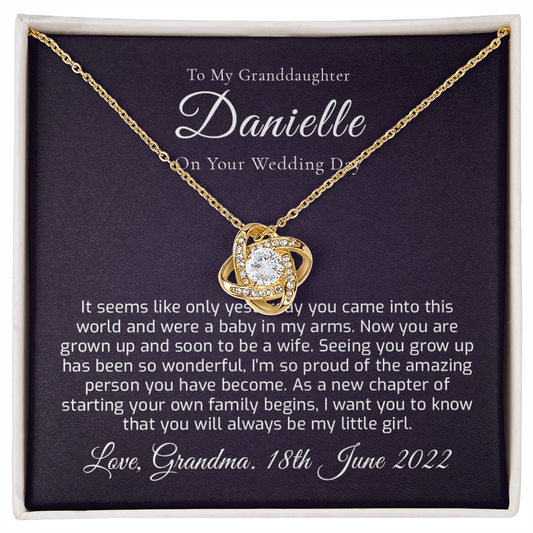 Personalized Granddaughter Wedding Gift - You Will Always Be My Little Girl - Love Knot Necklace
