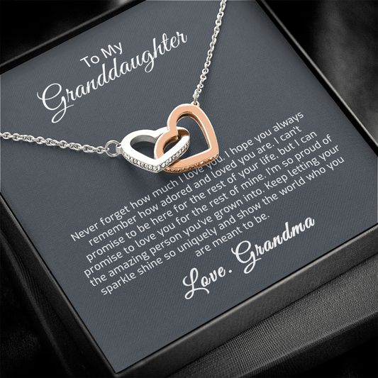 Granddaughter Gift from Grandma - Never Forget How Much I Love You - Hearts Necklace for Granddaughter