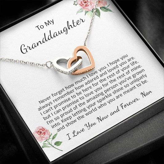 To My Granddaughter Gift from Nan - Never Forget How Much I Love You - Hearts Necklace