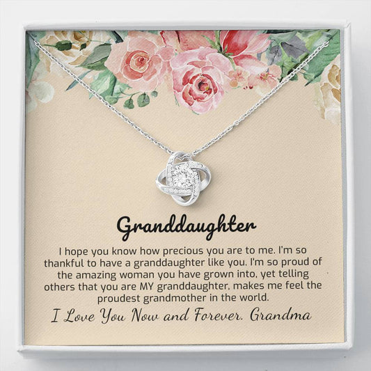 Granddaughter Gift From Grandma - Precious Granddaughter - Love Knot Necklace