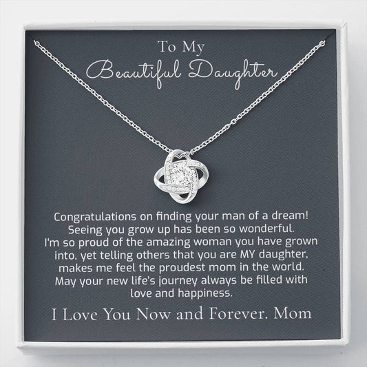 Proud of You - Daughter Wedding Gift From Mom - Love Know Necklace & Meaningful Message Card - 1068431783