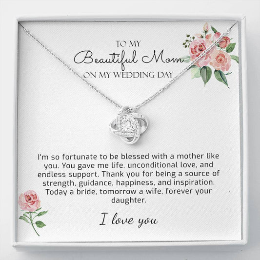 You Gave Me Life - Mother Of The Bride Gift From Daughter - Mom Wedding Gift from Bride on Wedding Day - Necklace Wedding Gift for Mom Roses