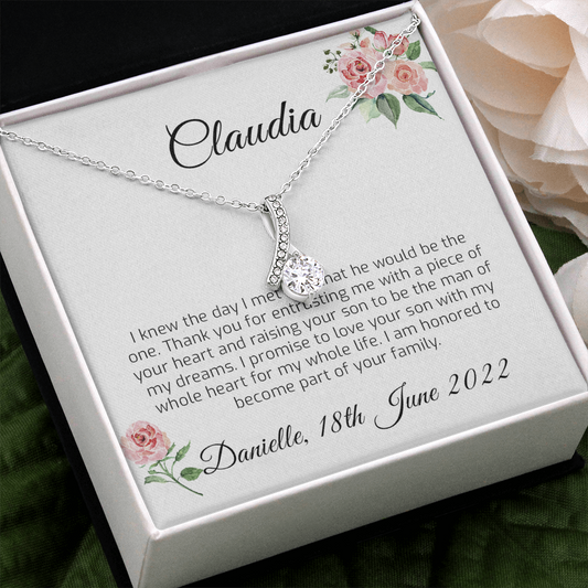 Personalized Mother of the Groom Gift from Bride - Thank you from Bride, Necklace Gift for Mother of The Groom - Mother-In-Law, Wedding Gift - 1258441357