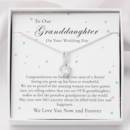 Proud Of The Woman You've Become - Granddaughter Necklace Wedding Gift from Grandparents - Grandparents Gift To Bride, Bride Jewelry Gift