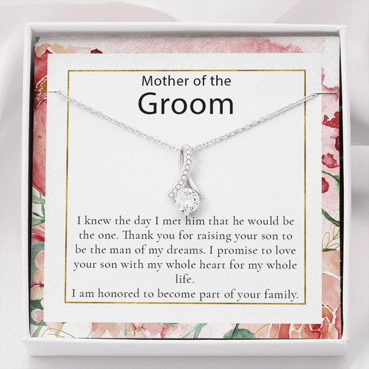 Mother of the Groom Gift from Bride - Necklace Gift for Mother of The Groom - Bride to Mother in law gift - Mother-In-Law, Wedding Gift - Floral Gold Frame