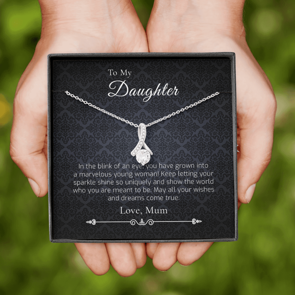 Gift For Daughter From Mom - To My Daughter Gift From Mom, White Gold Necklace - Gift from Mom to Daughter Birthday, Wedding, Christmas Gift - 1273809942