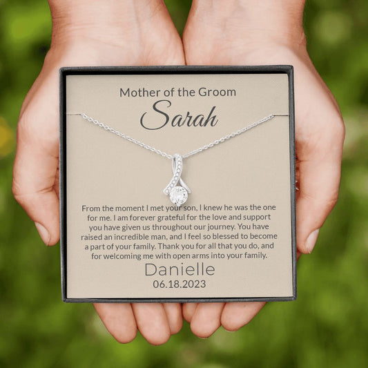 Personalized Mother of the Groom Gift from Bride - Mother In Law Gift - Wedding Gift - Mother Groom Gift - Necklace with Custom Message - 1452782091